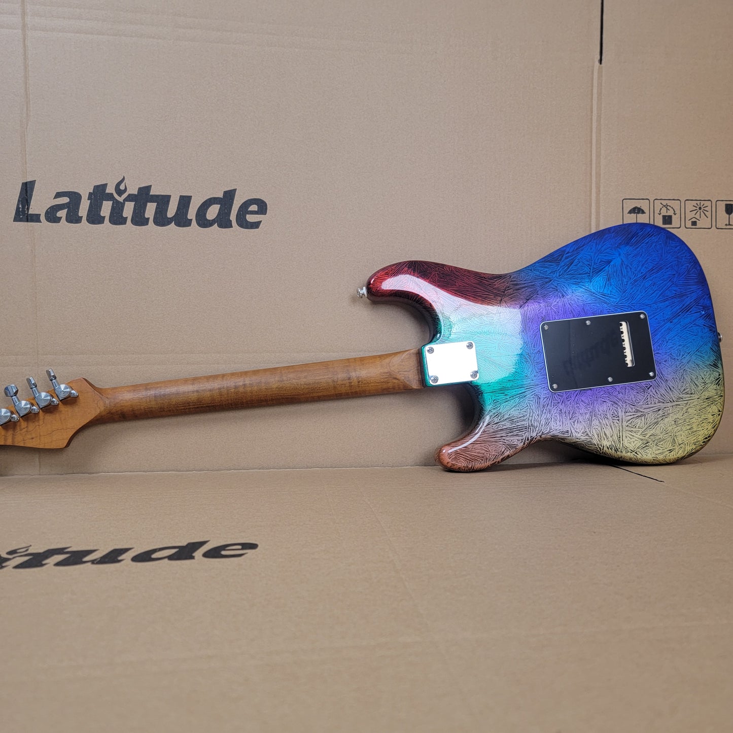 Strat Electric Guitar, Alder Body, Titanium 2-point bridge Canada Roasted Flamed Maple C Neck 22 Frets Customizer Pickups Style Guitar, 9.5” Rosewood Fingerboard