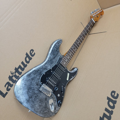 Strat Electric Guitar, Alder Body, Titanium 2-point bridge  Canada Roasted Flamed Maple C Neck  22 Frets Customizer Pickups Style Guitar, 9.5” Rosewood  Fingerboard