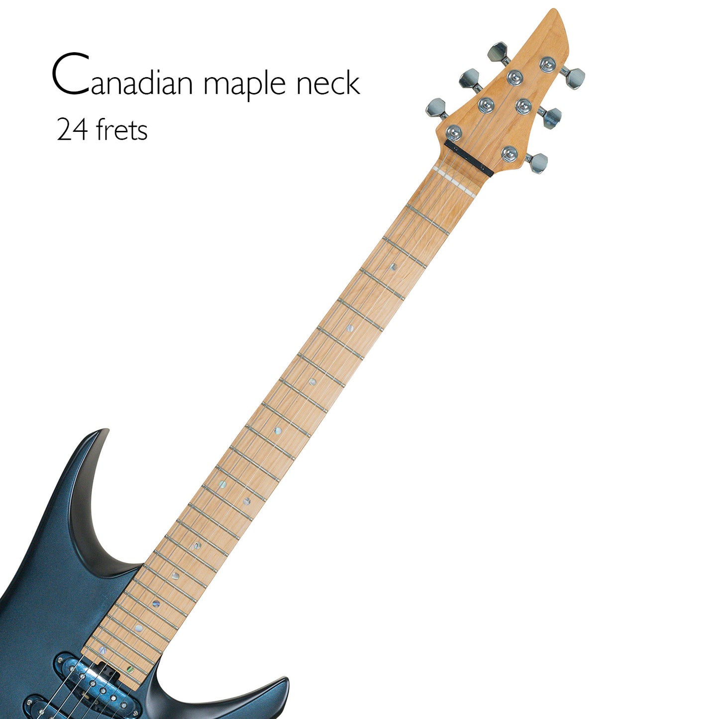 Latitude Phoenix Electric Guitar,Alder Body Killer Key,6 String Solid Body Electric Guitars,Double Rail Pickups Guitar,Double Truss Rod Carbon Fiber Rods,Matte Black.