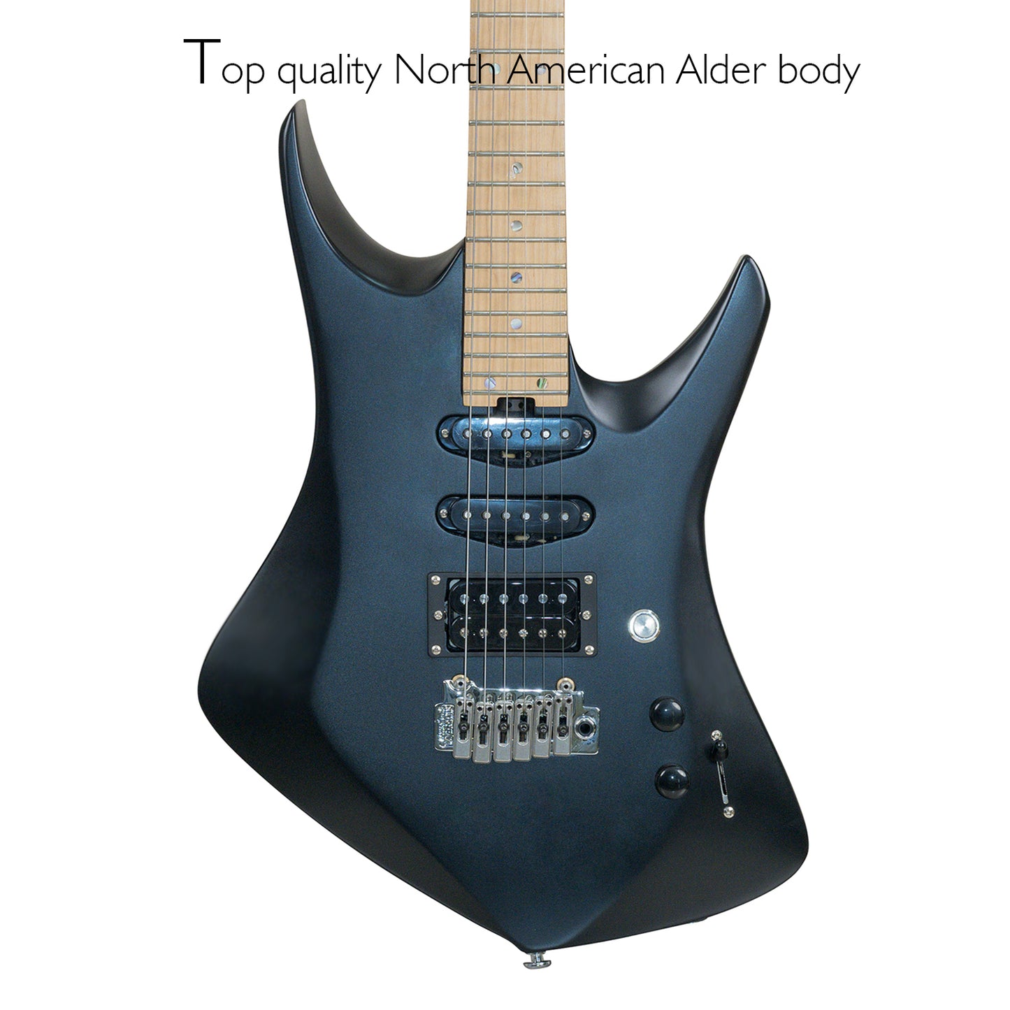 Latitude Phoenix Electric Guitar,Alder Body Killer Key,6 String Solid Body Electric Guitars,Double Rail Pickups Guitar,Double Truss Rod Carbon Fiber Rods,Matte Black.