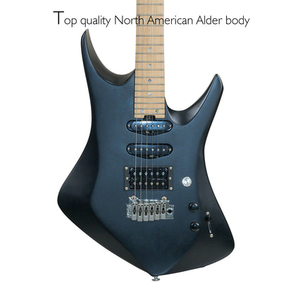 Latitude Phoenix Electric Guitar,Alder Body Killer Key,6 String Solid Body Electric Guitars,Double Rail Pickups Guitar,Double Truss Rod Carbon Fiber Rods,Matte Black.