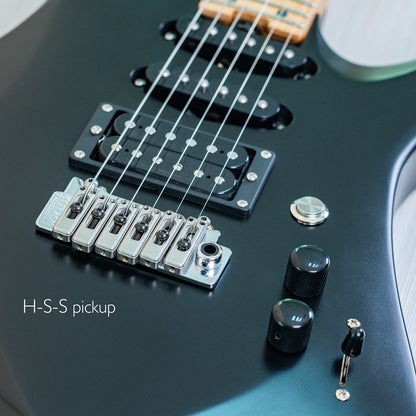 Latitude Phoenix Electric Guitar,Alder Body Killer Key,6 String Solid Body Electric Guitars,Double Rail Pickups Guitar,Double Truss Rod Carbon Fiber Rods,Matte Black.