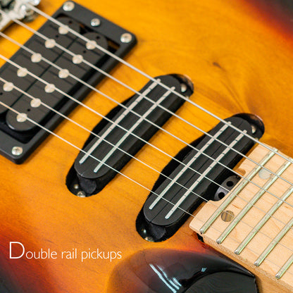 Latitude Phoenix Electric Guitar,6 String Solid Body Electric Guitars,Alder Body Killer Key,Stainless Steel Frets Guitar,Double Truss Rod With Carbon Fiber Rods,Sunset.