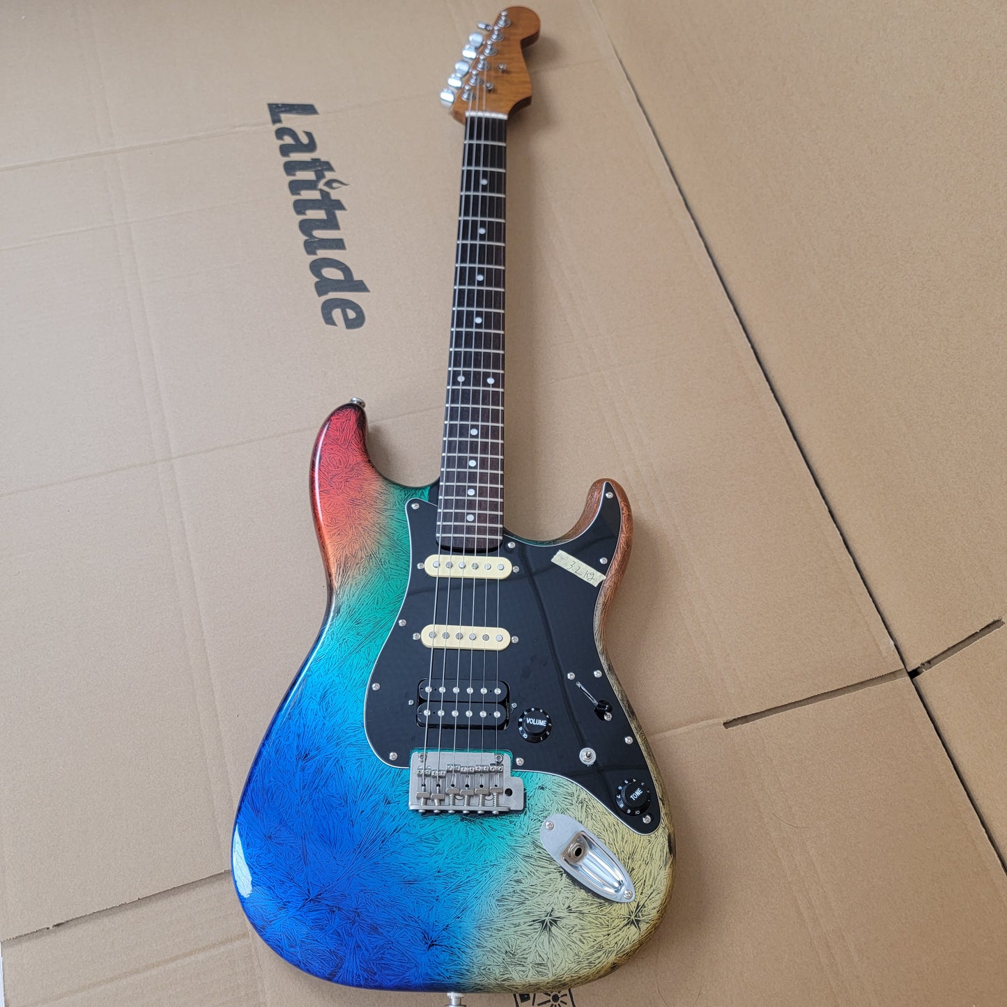 Strat Electric Guitar, Alder Body, Titanium 2-point bridge  Canada Roasted Flamed Maple C Neck  22 Frets Customizer Pickups Style Guitar, 9.5” Rosewood  Fingerboard