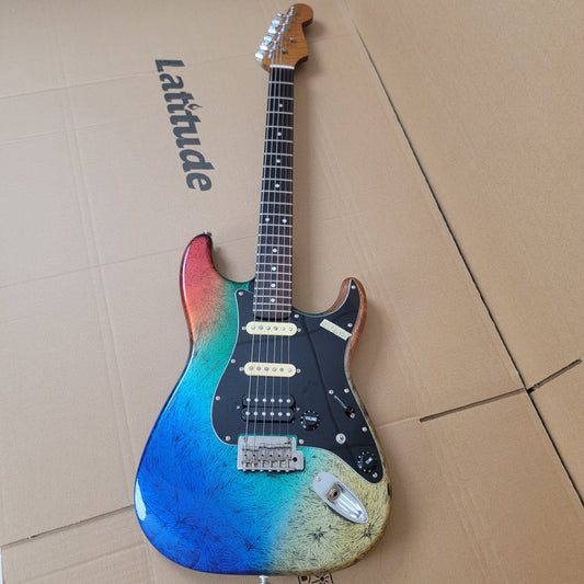 Strat Electric Guitar, Alder Body, Titanium 2-point bridge  Canada Roasted Flamed Maple C Neck  22 Frets Customizer Pickups Style Guitar, 9.5” Rosewood  Fingerboard