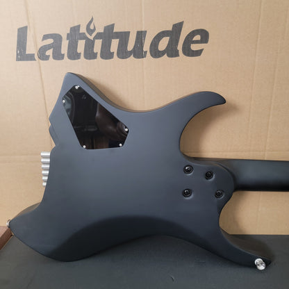Latitude New Cardinal Headless Electric Guitar Alder body Asymmetrical maple neck, Ebony fingerboard 16 radius Stainless steel bridge weight 5-6 lbs black