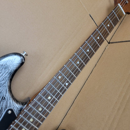 Strat Electric Guitar, Alder Body, Titanium 2-point bridge  Canada Roasted Flamed Maple C Neck  22 Frets Customizer Pickups Style Guitar, 9.5” Rosewood  Fingerboard