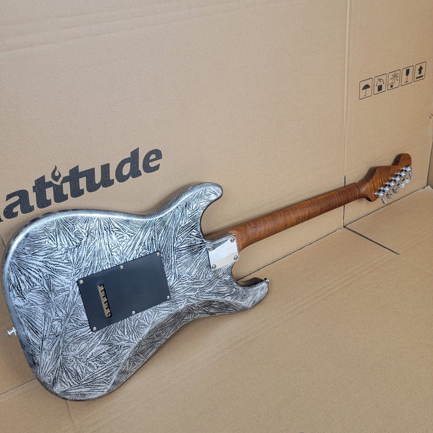 Strat Electric Guitar, Alder Body, Titanium 2-point bridge  Canada Roasted Flamed Maple C Neck  22 Frets Customizer Pickups Style Guitar, 9.5” Rosewood  Fingerboard