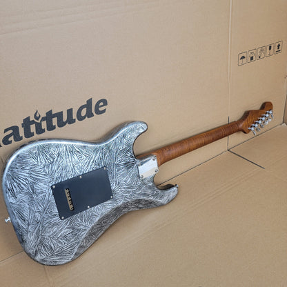 Strat Electric Guitar, Alder Body, Titanium 2-point bridge  Canada Roasted Flamed Maple C Neck  22 Frets Customizer Pickups Style Guitar, 9.5” Rosewood  Fingerboard