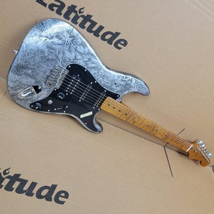 Strat Electric Guitar, Alder Body, Titanium 2-point bridge  Canada Roasted Flamed Maple C Neck  22 Frets Customizer Pickups Style Guitar, 9.5” flamed maple Fingerboard